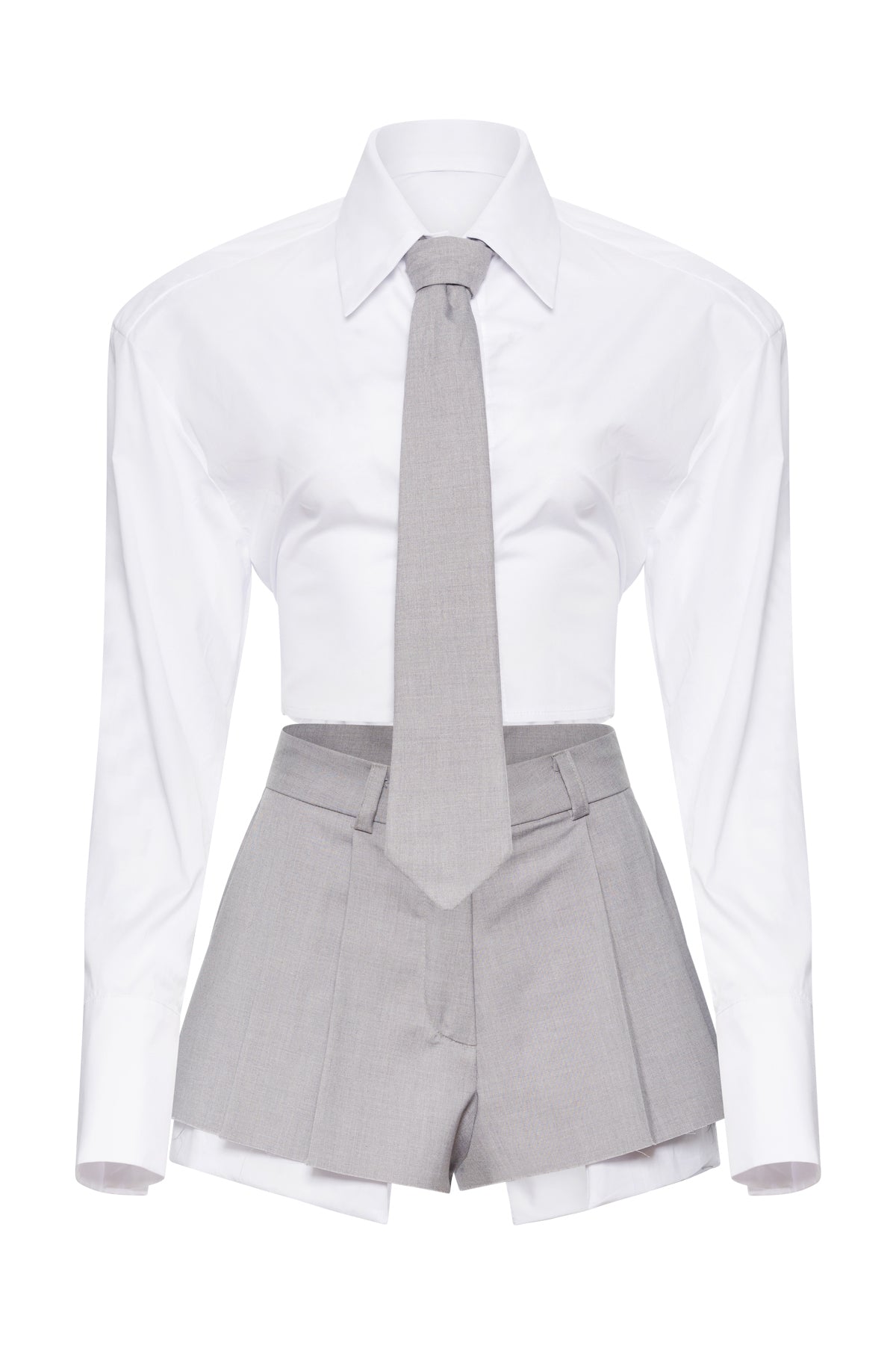 Lulu Short Shirt With Tie In Grey