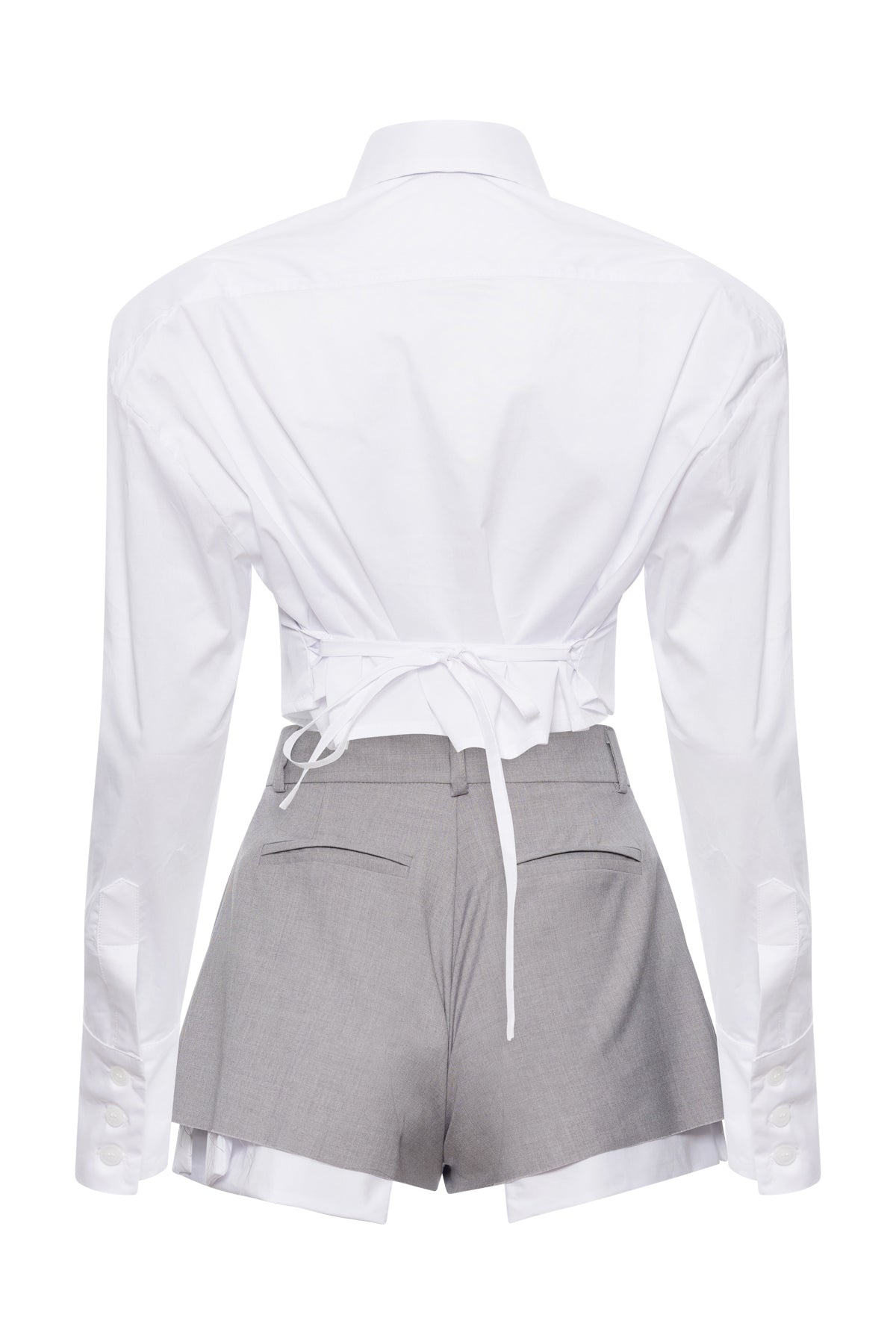 Lulu Short Shirt With Tie In Grey