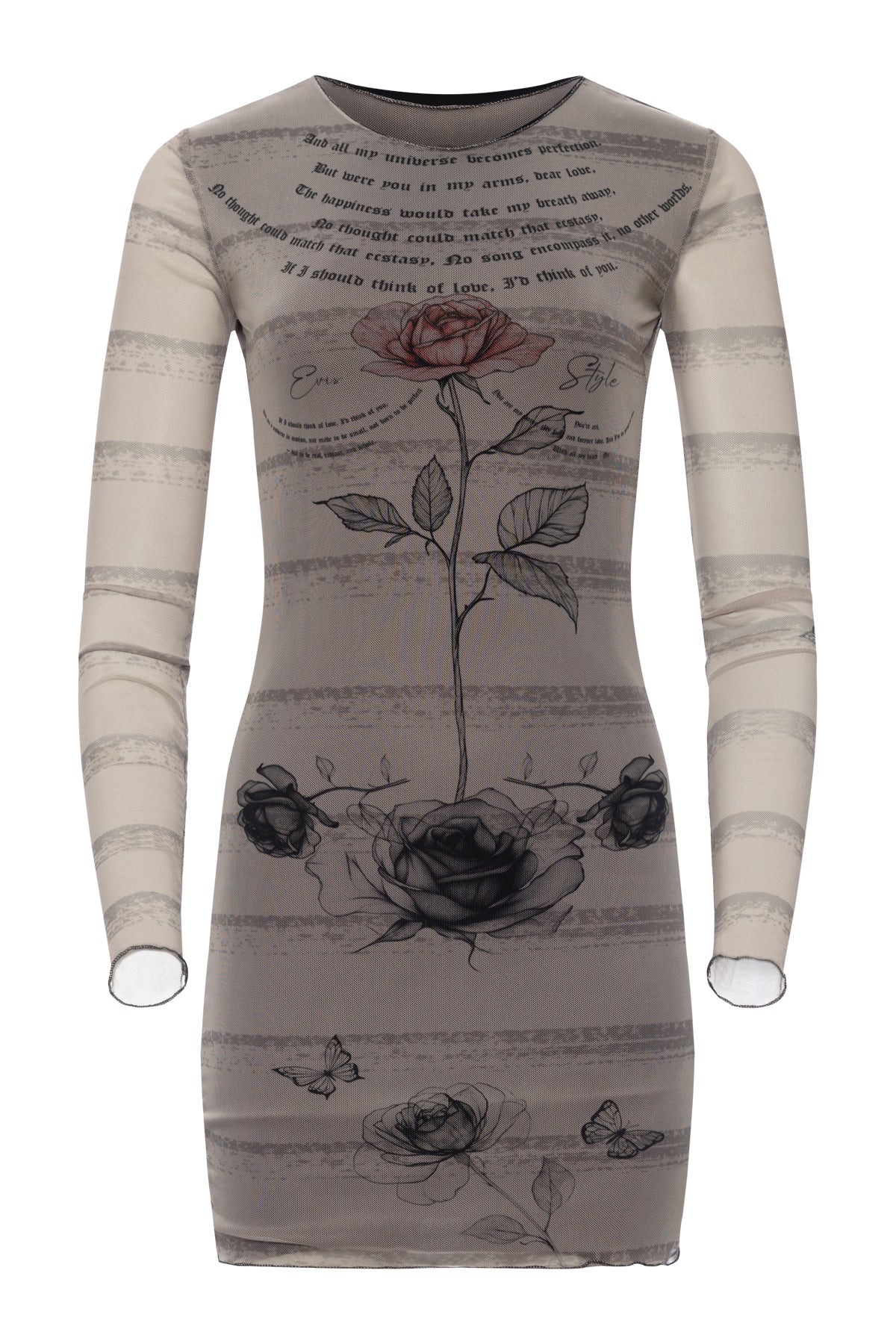 Short Mesh Dress With Roses