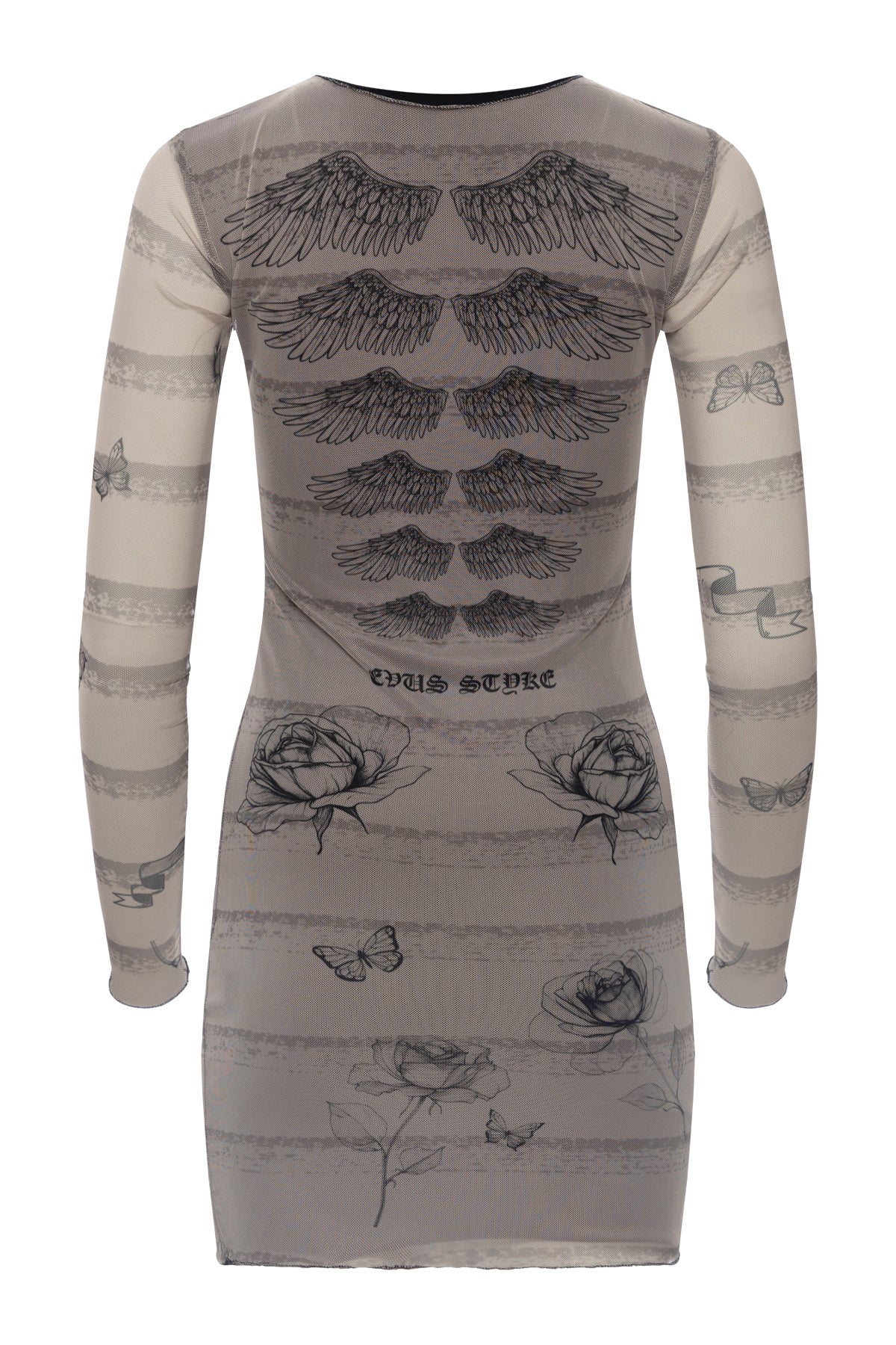 Short Mesh Dress With Roses