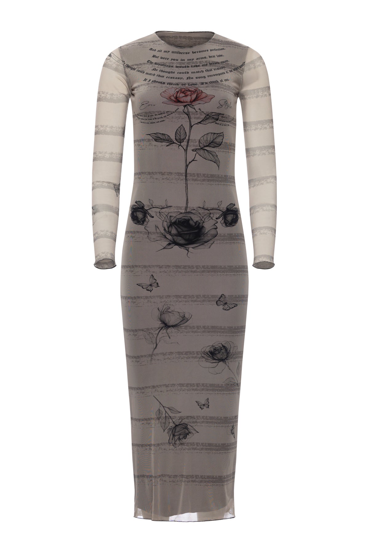 Long Mesh Dress With Roses