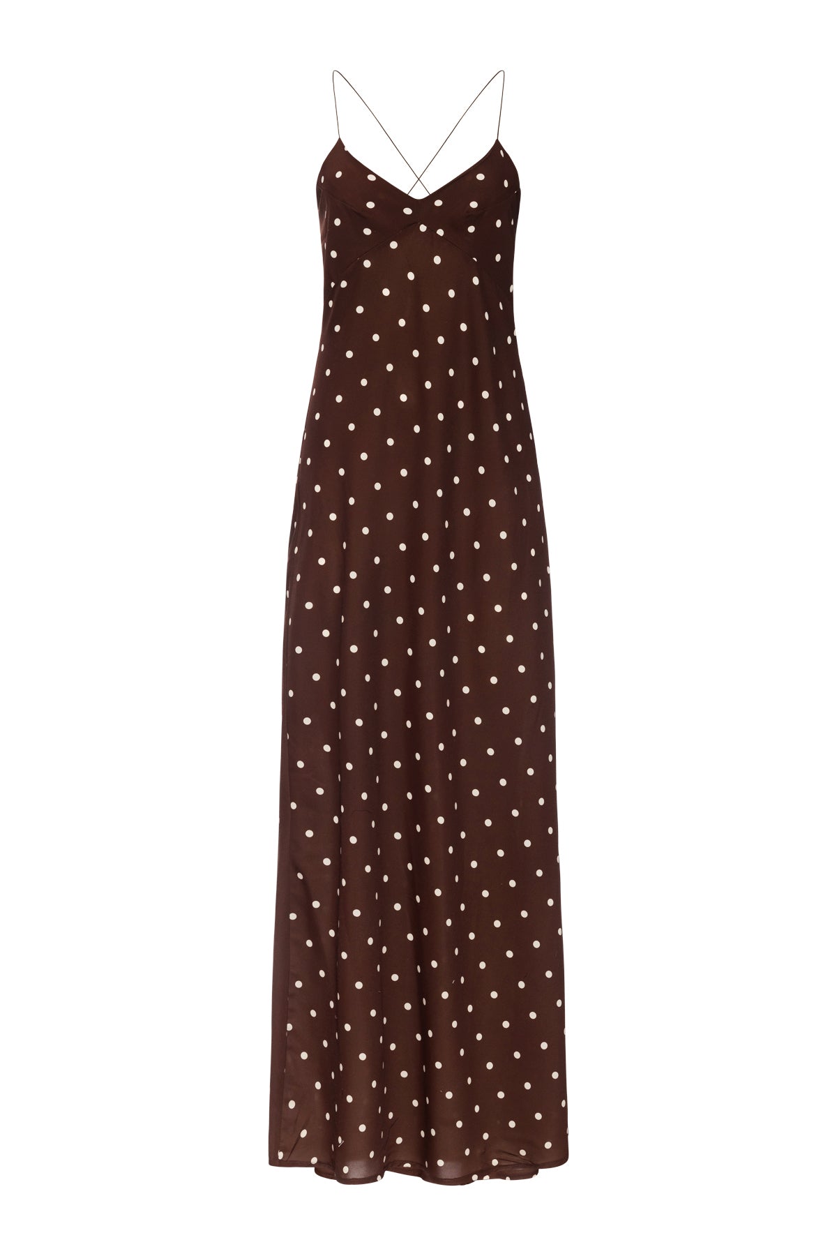 Dima Satin Dress In Brown Dots
