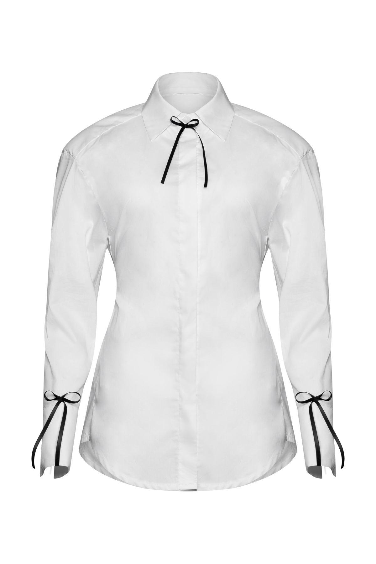 Monochrome Chic Shirt With Ribbon