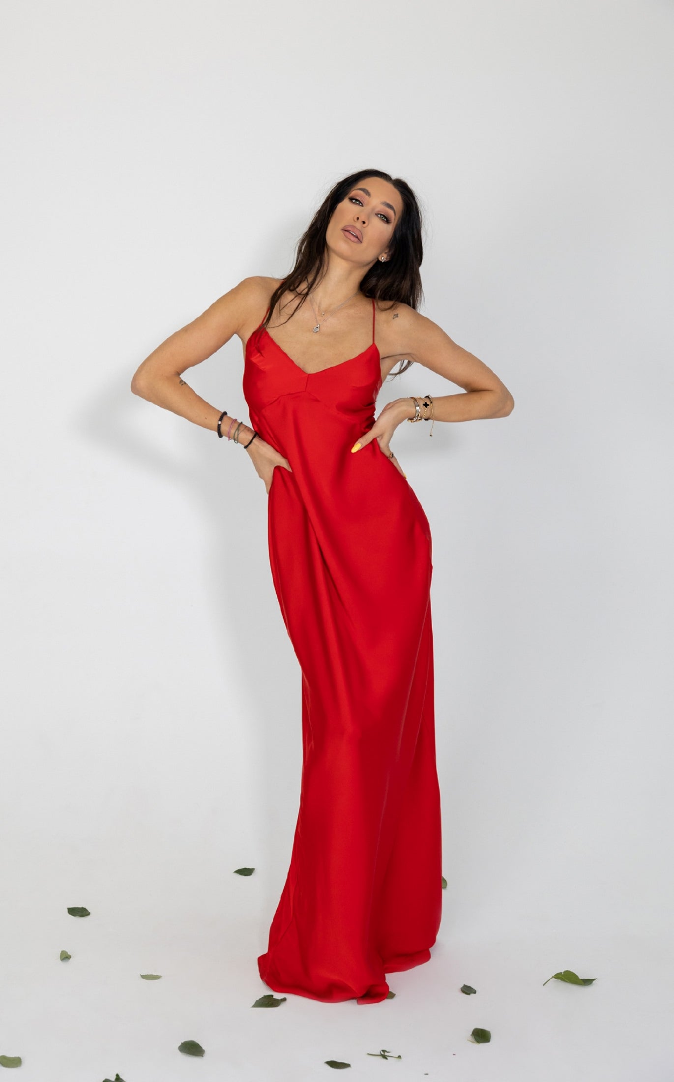 DIMA SATIN DRESS RED